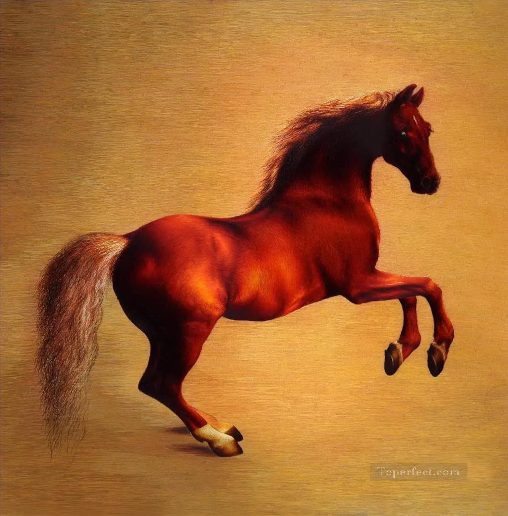 立っている赤い馬 雌馬 動物 古典的な油絵
